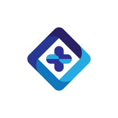 Artı logo tasarım vektörü ile kare