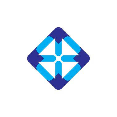 Artı ve dört ok logo tasarım vektörüyle kare