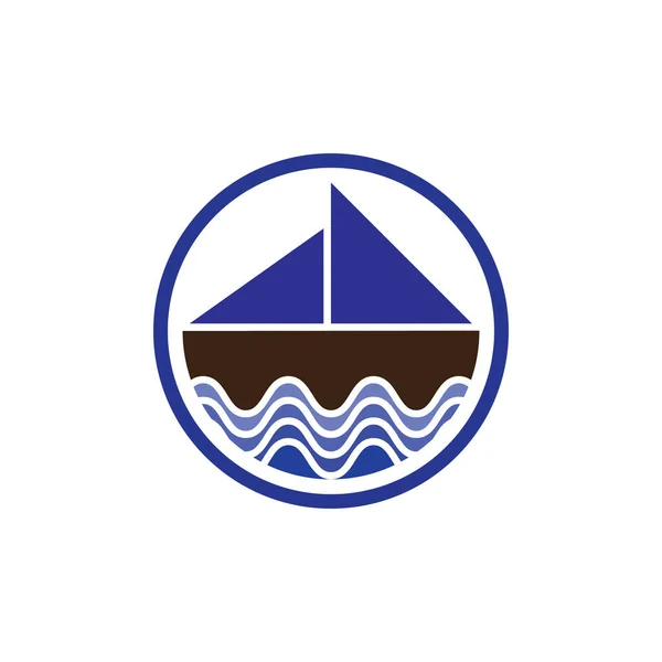 Коло Вітрильним Кораблем Вектор Дизайну Логотипу — стоковий вектор