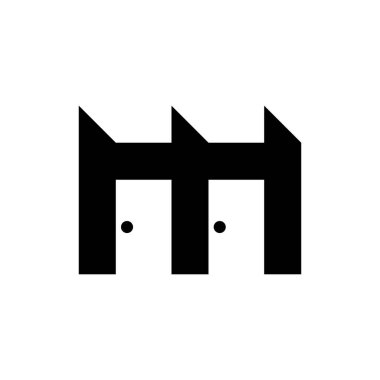 İki kapılı M harfi logo tasarım vektörü