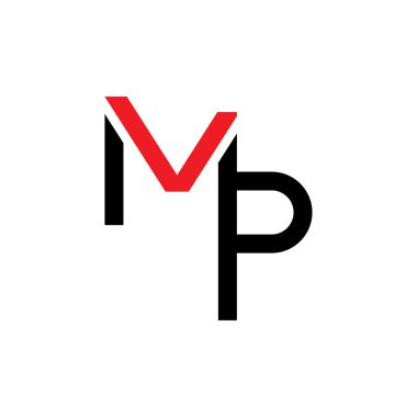 MP harfi veya MVP harfi logo tasarım vektörü