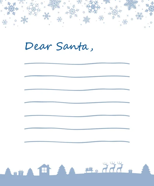 Carta Lista Deseos Navidad Santa Claus Para Niños Ilustración Vectorial — Vector de stock