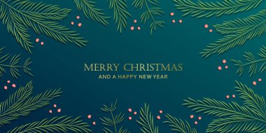 christmas background with fir branches and copy space vector illustration EPS10