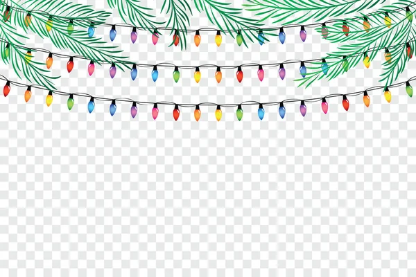 Felicitări Crăciun Lumini Colorate Strălucitoare Ramuri Brad Ilustrație Vectorială Eps10 — Vector de stoc