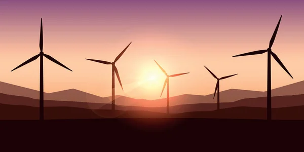 Windmills Silhouette Wind Power Energy Concept Vector Illustration Eps10 — Stock Vector