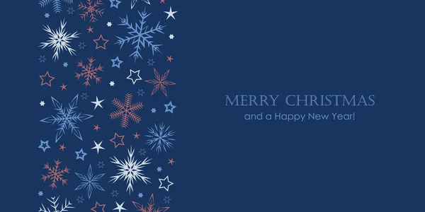 Blue Banner Christmas Greeting Card Snowflake Border Vector Illustration Eps10 — Stock Vector
