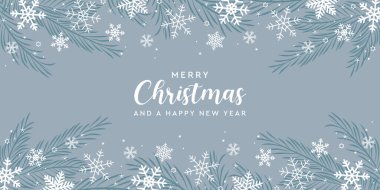 Noel zamanı arka planda köknar dalları kar yağışı vektörü illüstrasyonu EPS10 ile sınırlandırılır