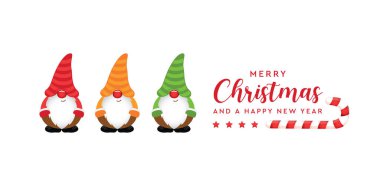 Cüce ve şeker kamışı vektör illüstrasyonlu Noel tebrik kartı EPS10