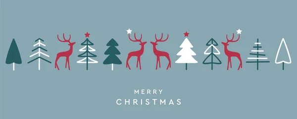 Χριστουγεννιάτικο Πανό Χαιρετισμού Ελάφια Και Έλατα Διακόσμηση Διάνυσμα Εικονογράφηση Eps10 — Διανυσματικό Αρχείο