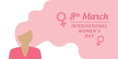 happy womens day 8th march woman with long hair vector illustration EPS10