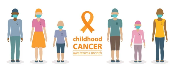 Kinder Krebs Bewusstsein Monat Gruppe Von Kindern Vektor Illustration Eps10 — Stockvektor