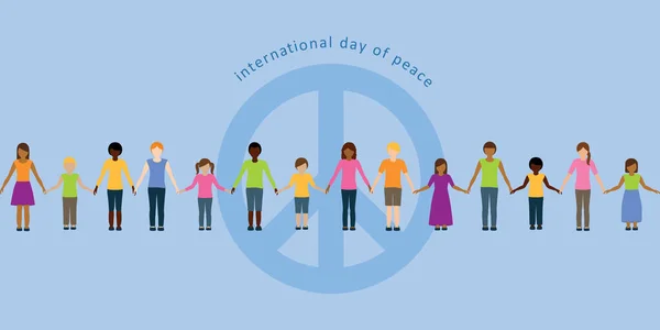 Farklı Ten Renginde Çocuklar Uluslararası Barış Vektörü Illüstrasyonu Eps10 Gününde — Stok Vektör