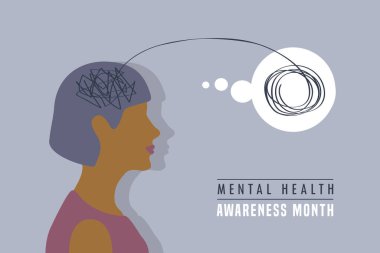 mental health awareness month concept woman brain vector illustration EPS10