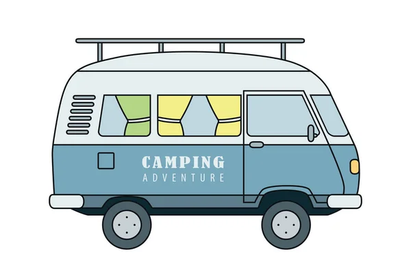 Camper Van Adventure Summer Holiday Road Trip Vector Illustration Eps10 — Stock Vector