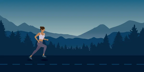Τρέξιμο Κορίτσι Στο Ορεινό Τοπίο Υπαίθρια Σπορ Διάνυσμα Εικονογράφηση Eps10 — Διανυσματικό Αρχείο
