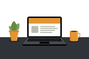 dijital iş yeri ev ofisini internet üzerinden bilgisayar vektör illüstrasyonu EPS10 üzerinden