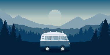 Kamp aracı illüstrasyonu EPS10 ile vahşi doğada gezinme macerası