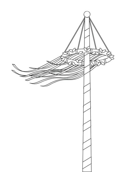 Maypole Con Cintas Esbozadas Aisladas Sobre Ilustración Vectorial Blanca Eps10 — Archivo Imágenes Vectoriales