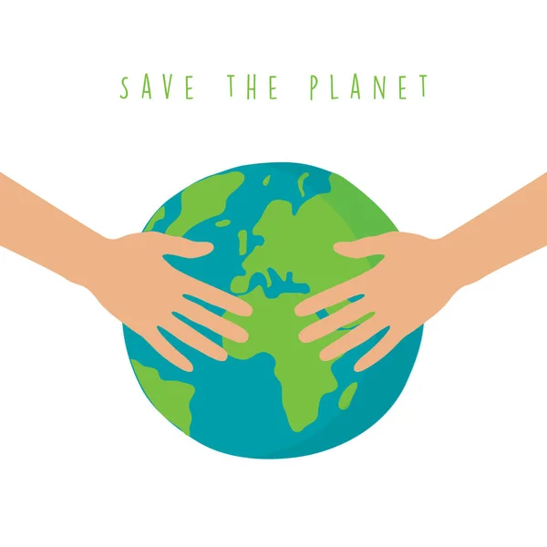 Mãos Humanas Abraçar Mundo Salvar Planeta Conceito Vetor Ilustração Eps10 — Vetor de Stock