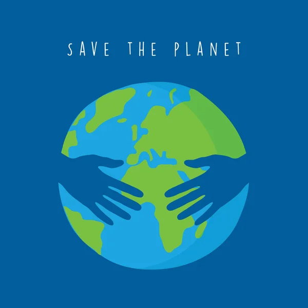 Ludzkimi Dłońmi Przytulić Świat Uratować Koncepcję Planety Wektor Ilustracji Eps10 — Wektor stockowy