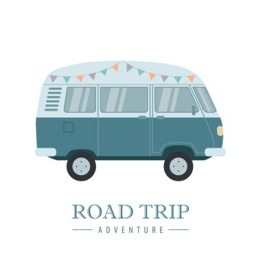 Yaz tatili illüstrasyon EPS10 karavanıyla yolculuk macerası