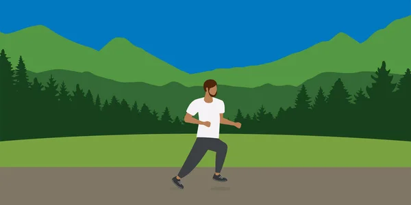 Τρέξιμο Σπορ Άνθρωπος Για Καλοκαίρι Ορεινό Τοπίο Διάνυσμα Εικονογράφηση Eps10 — Διανυσματικό Αρχείο