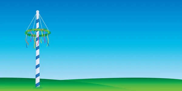Maypole Panglici Colorate Pajiște Verde Ilustrație Vectorială Eps10 — Vector de stoc