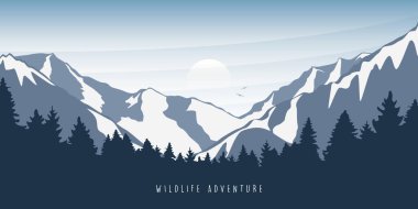 karlı dağ ve orman doğa manzara vektör çizim içinde Eps10 macera