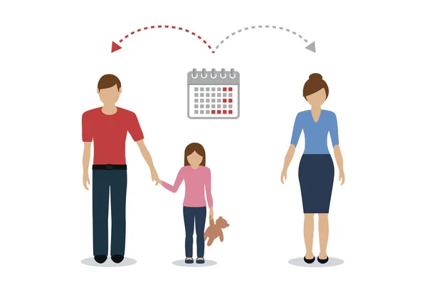 Patchwork Aile Zaman Yönetimi Kavramı Çocuk Bakımı Boşanmış Ebeveynler Vektör — Stok Vektör