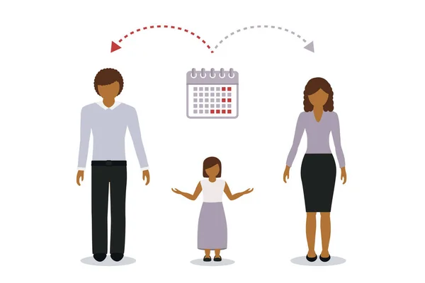 Patchwork Aile Zaman Yönetimi Kavramı Çocuk Bakımı Boşanmış Ebeveynler Vektör — Stok Vektör