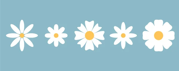 Zestaw Białych Kwiatów Prosty Wiosenna Ikona Kolekcja Wektor Ilustracja Eps10 — Wektor stockowy