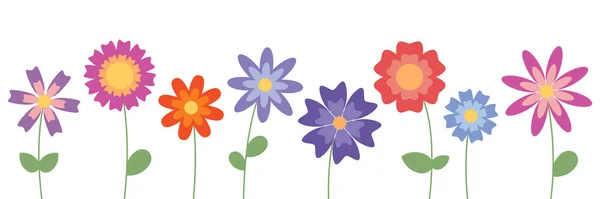 Zestaw Różnych Kwiatów Wiosna Sezon Kolekcja Wektor Ilustracja Eps10 — Wektor stockowy