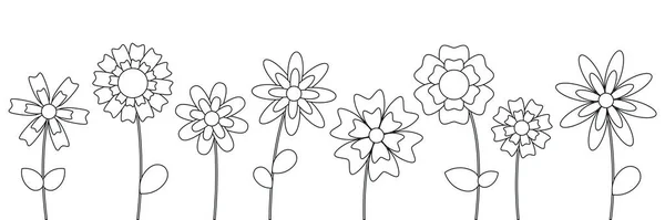 Set Von Verschiedenen Blumen Frühjahrskollektion Für Malbuch Vektor Illustration Eps10 — Stockvektor