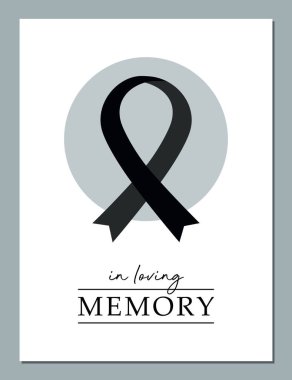 Sevgili anısına siyah kurdele vektör illüstrasyonu EPS10 ile başsağlığı kartı