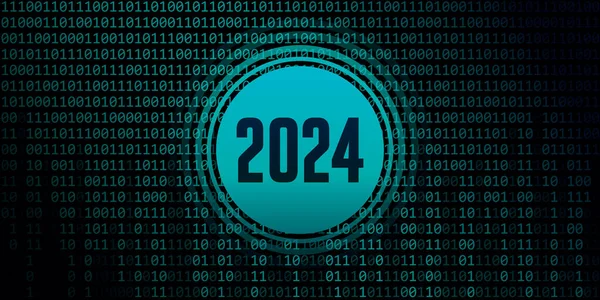 2024 Nomor Tahun Baru Pada Kode Biner Vektor Latar Belakang - Stok Vektor