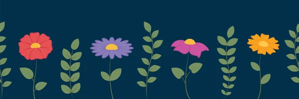 Nahtlose Muster Verschiedene Blumen Frühjahr Saison Kollektion Vektor Illustration Eps10 — Stockvektor