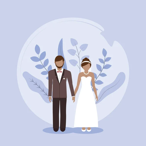Wedding Couple Man Woman Marriage Floral Design Vector Illustration Eps10 — Stock Vector
