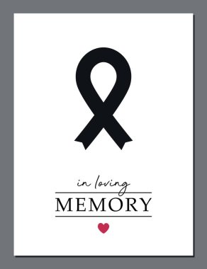 Sevgili anısına siyah kurdele vektör illüstrasyonu EPS10 ile başsağlığı kartı