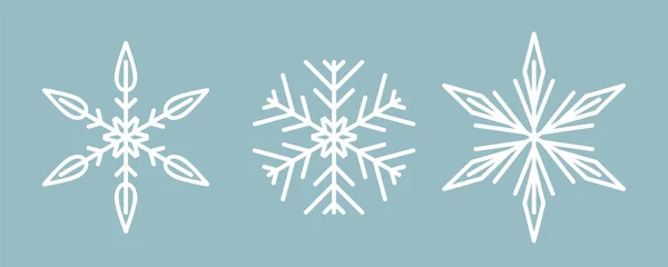 Белое Рождество Снежинки Набор Баннер Изолированные Векторные Иллюстрации Eps10 — стоковый вектор