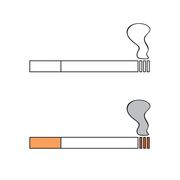 Cigareta Jednoduchá Ikona Sada Kouř Tabák Izolované Bílém Vektoru Ilustrace — Stockový vektor