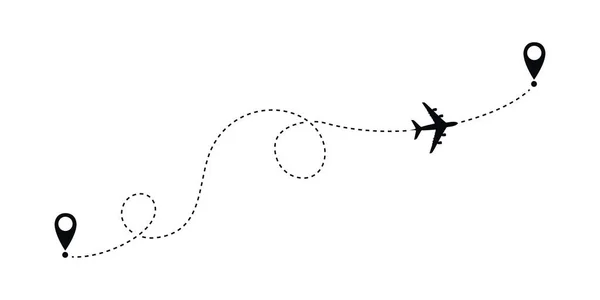 Beyaz Vektör Çizimi Eps10 Üzerinde Izole Edilmiş Uçak Rotası Başlangıç — Stok Vektör