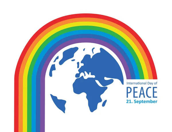 Dia Internacional Paz Setembro Terra Com Ilustração Vetor Arco Íris — Vetor de Stock