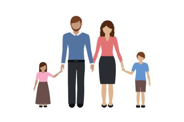 Aile karakterleri anne baba oğul ve kız izole edilmiş vektör illüstrasyonu EPS10