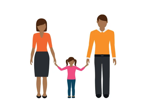 Familienfiguren Mutter Vater Und Kleines Mädchen Isolierte Vektorillustration Eps10 — Stockvektor