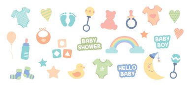 Beyaz vektör illüstrasyonunda izole edilmiş bebek oyuncağı koleksiyonu EPS10