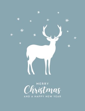 Gri Noel tebrik kartı geyik vektör çizimi