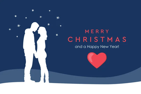 Cuplu Romantic Iarna Crăciun Design Vectorial Ilustrație Vectori de stoc fără drepturi de autor