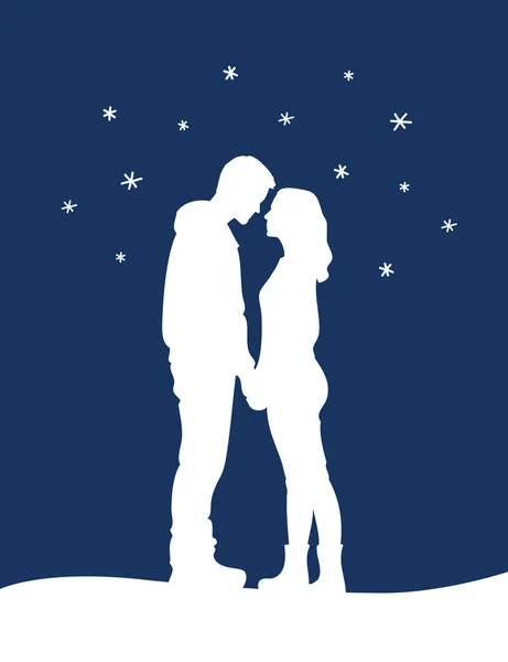 Романтична Пара Зимовому Різдвяному Дизайні Векторні Ілюстрації Ліцензійні Стокові Ілюстрації