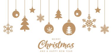 Asılı top süsleme vektör resimli mutlu noel kartları