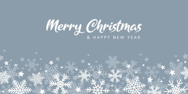 Kar tanesi sınır vektörü illüstrasyonlu parlak pankart